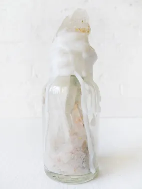 10% SALE Wax Sealed Vintage Bottle with Raw Quartz Points Topper