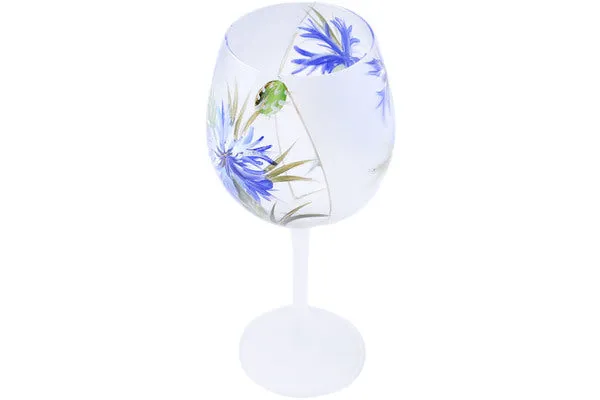 20 oz Wine Glass - Blue Cornflower Meadow