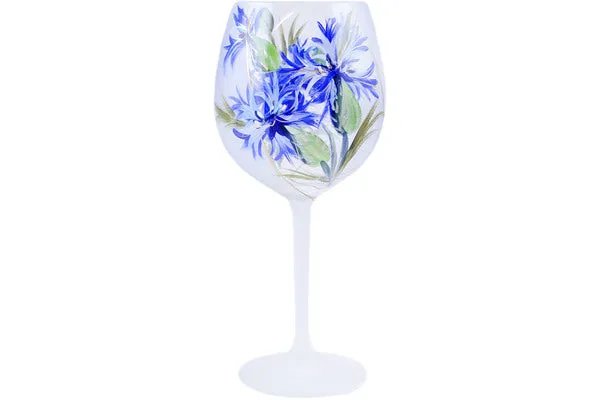 20 oz Wine Glass - Blue Cornflower Meadow