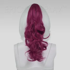 20" Raspberry Pink Mix Wavy Curly Ponytail Clipon