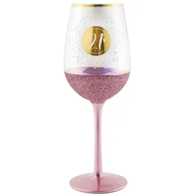 21 Gold & Pink Glitterati Wine Glass - 430ml