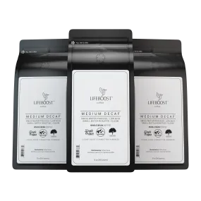 3x Decaf Coffee 12 oz Bag, Single Origin, Medium Roast