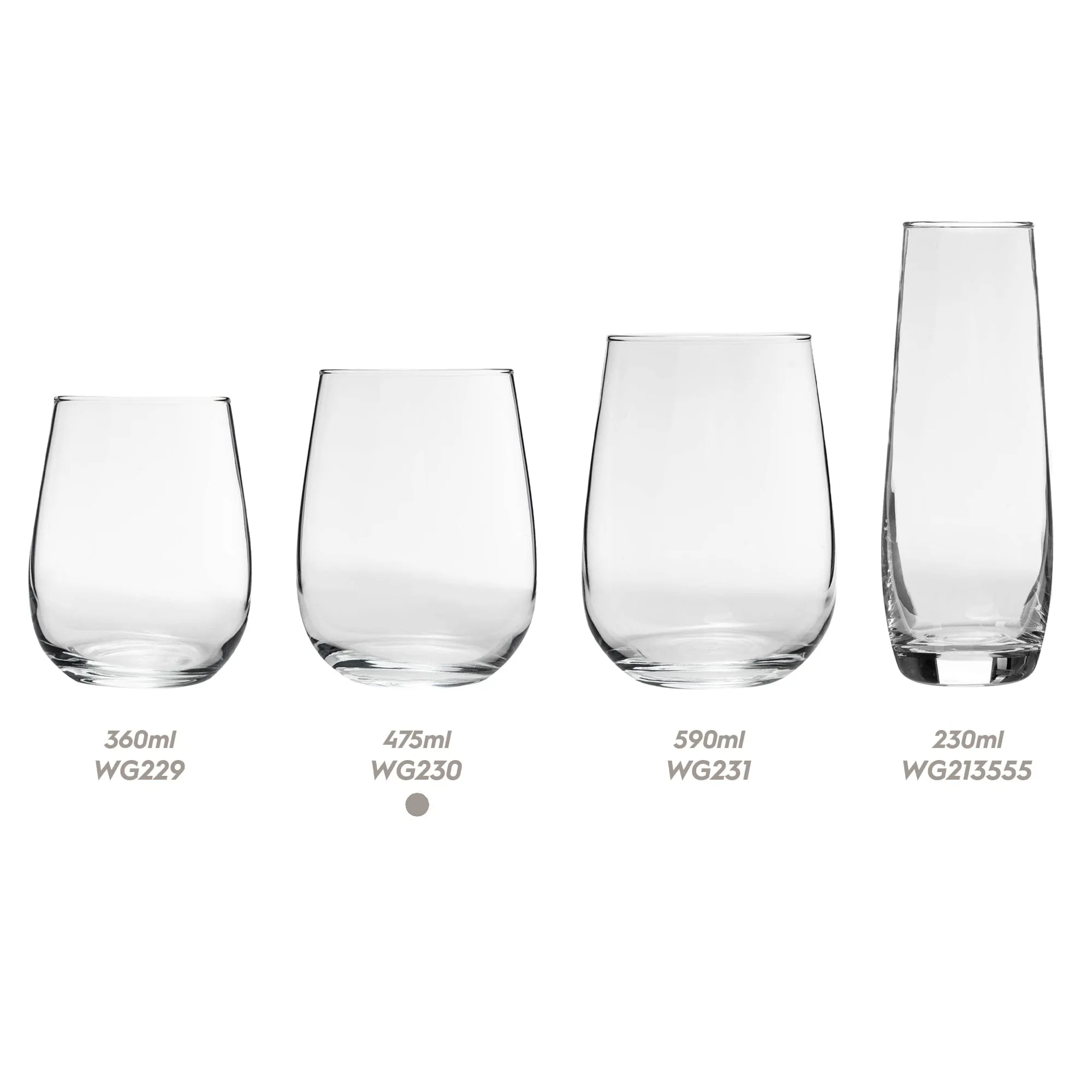 475ml Corto Stemless Wine Glasses - Pack of Six - By Argon Tableware