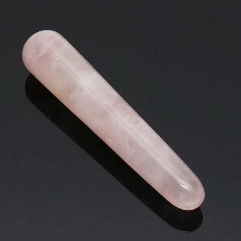 5 Natural Rose Quartz Yoni Wands - Polished Gemstone Massage Crystals