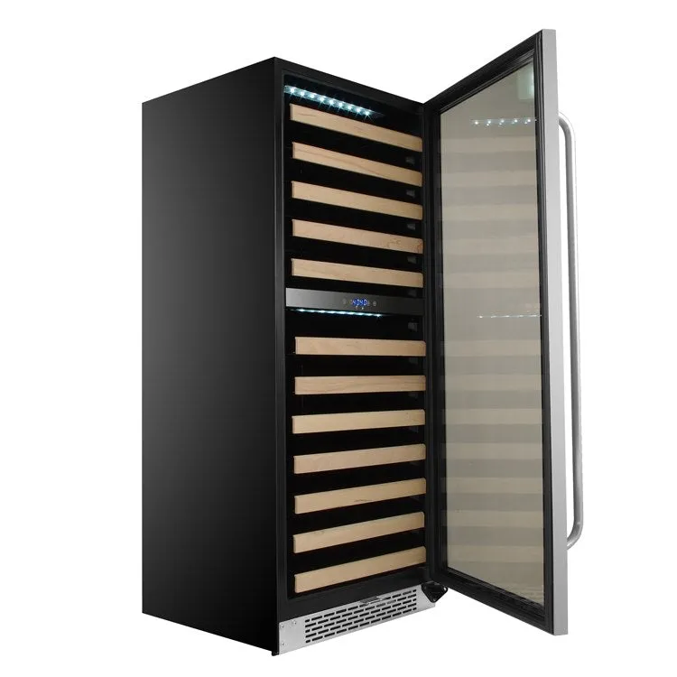 92-Bottle Built-in Stainless Steel Dual Zone Compressor Wine Refrigerator with Display Rack and LED display