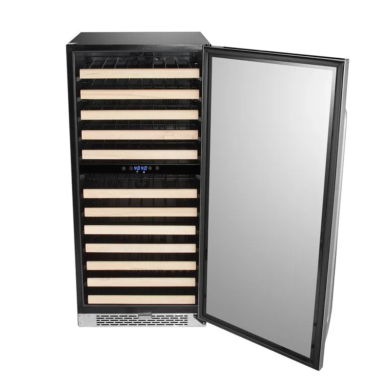 92-Bottle Built-in Stainless Steel Dual Zone Compressor Wine Refrigerator with Display Rack and LED display