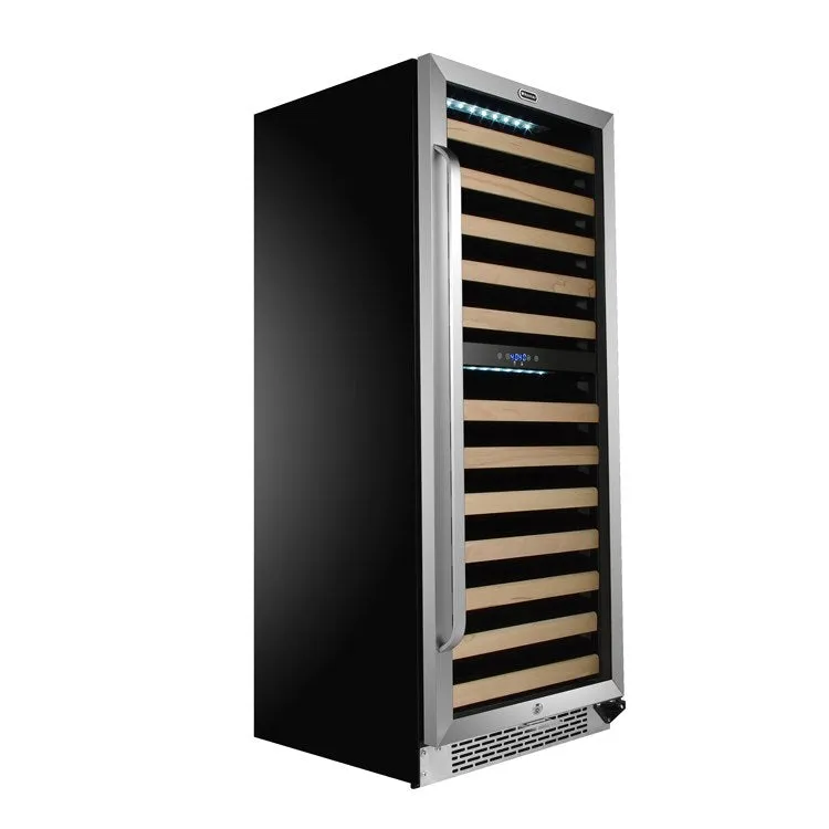 92-Bottle Built-in Stainless Steel Dual Zone Compressor Wine Refrigerator with Display Rack and LED display