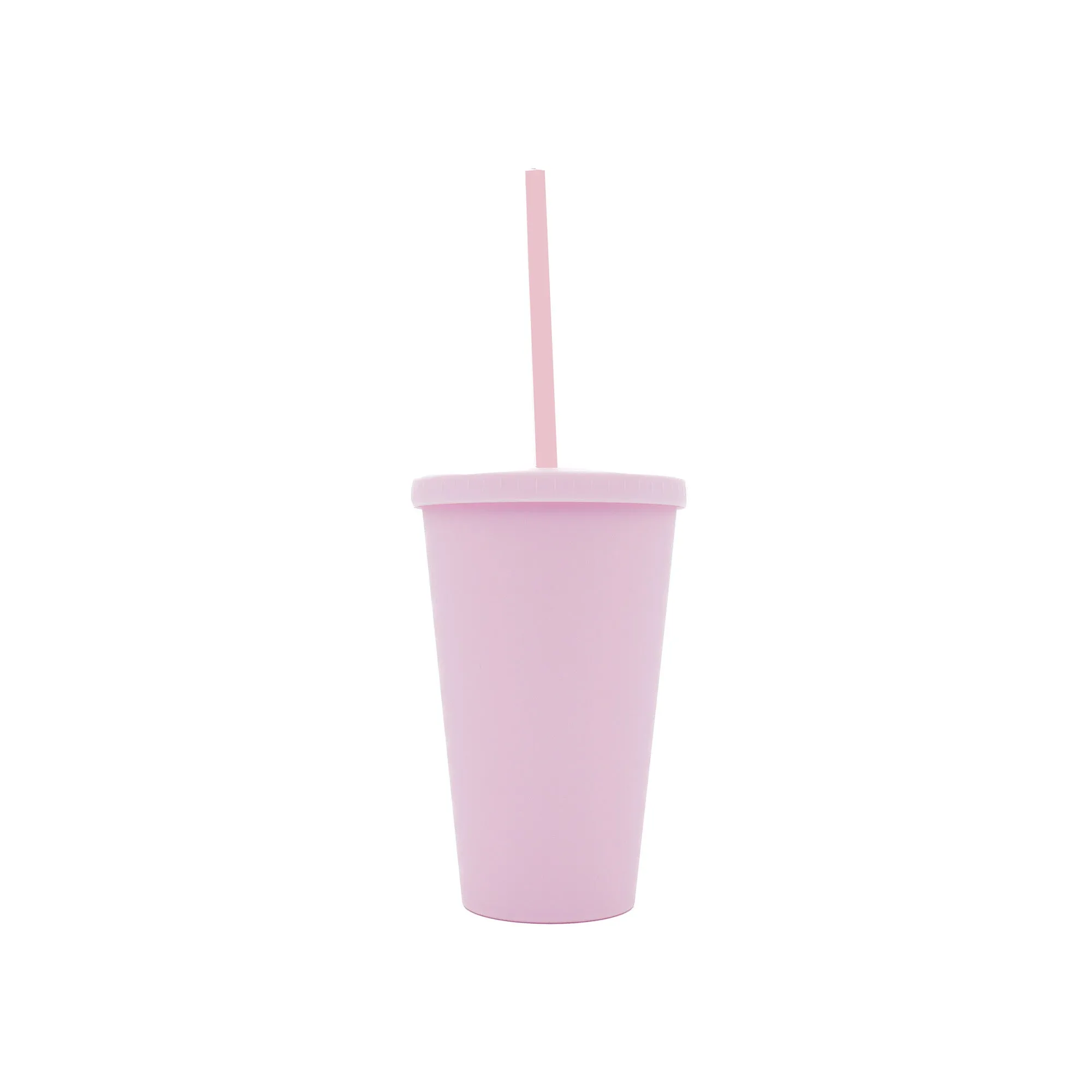 Acrylic Drinking Tumbler 450ml Pastel Colored Matte Finish Cup & Straw