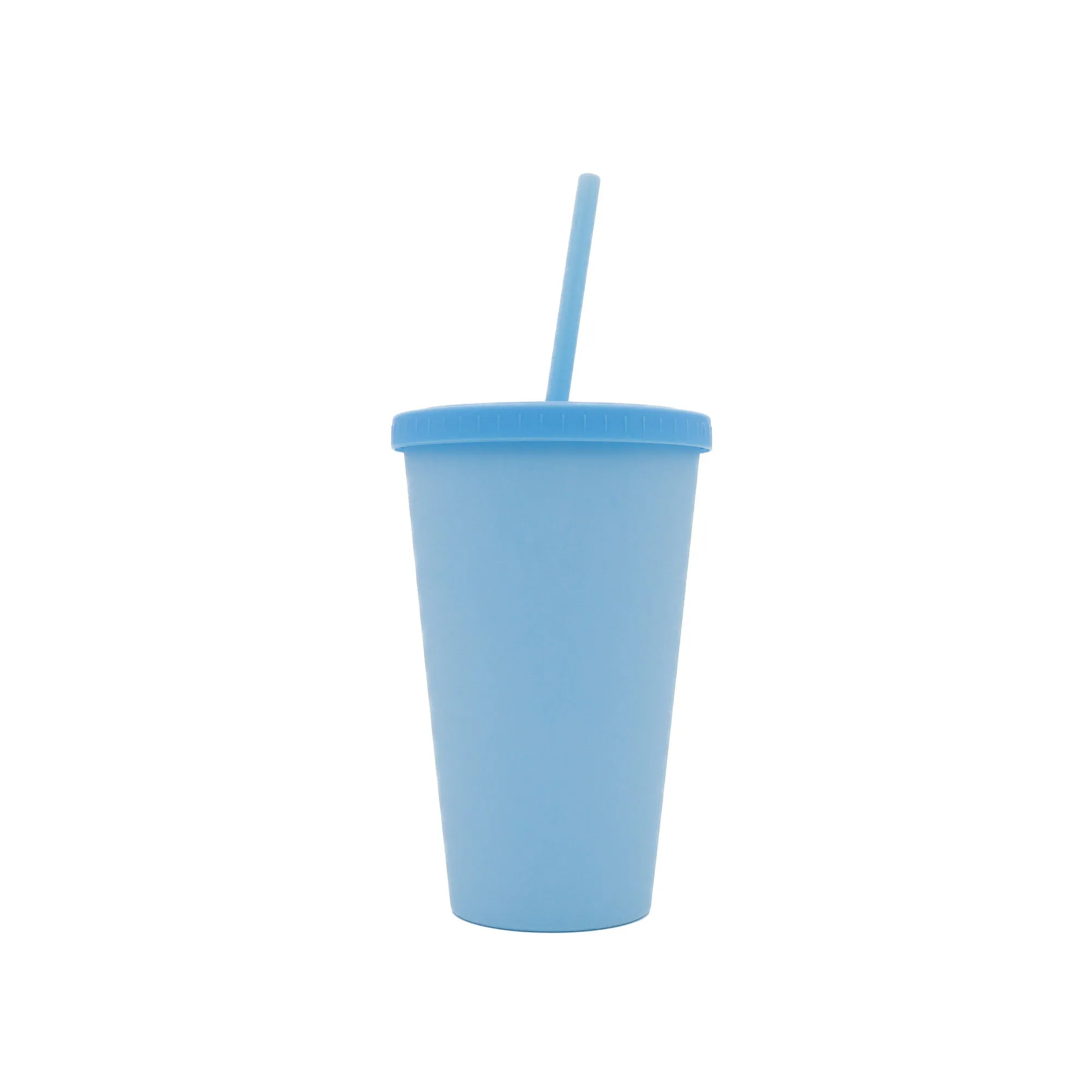 Acrylic Drinking Tumbler 450ml Pastel Colored Matte Finish Cup & Straw