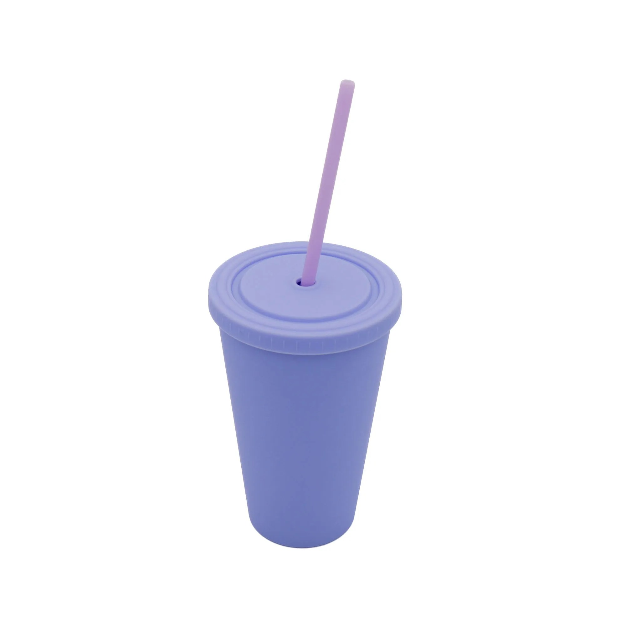 Acrylic Drinking Tumbler 450ml Pastel Colored Matte Finish Cup & Straw