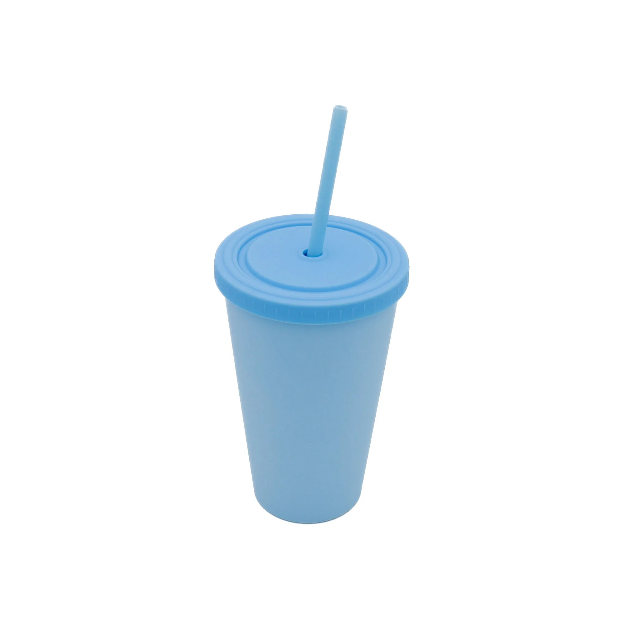 Acrylic Drinking Tumbler 450ml Pastel Colored Matte Finish Cup & Straw