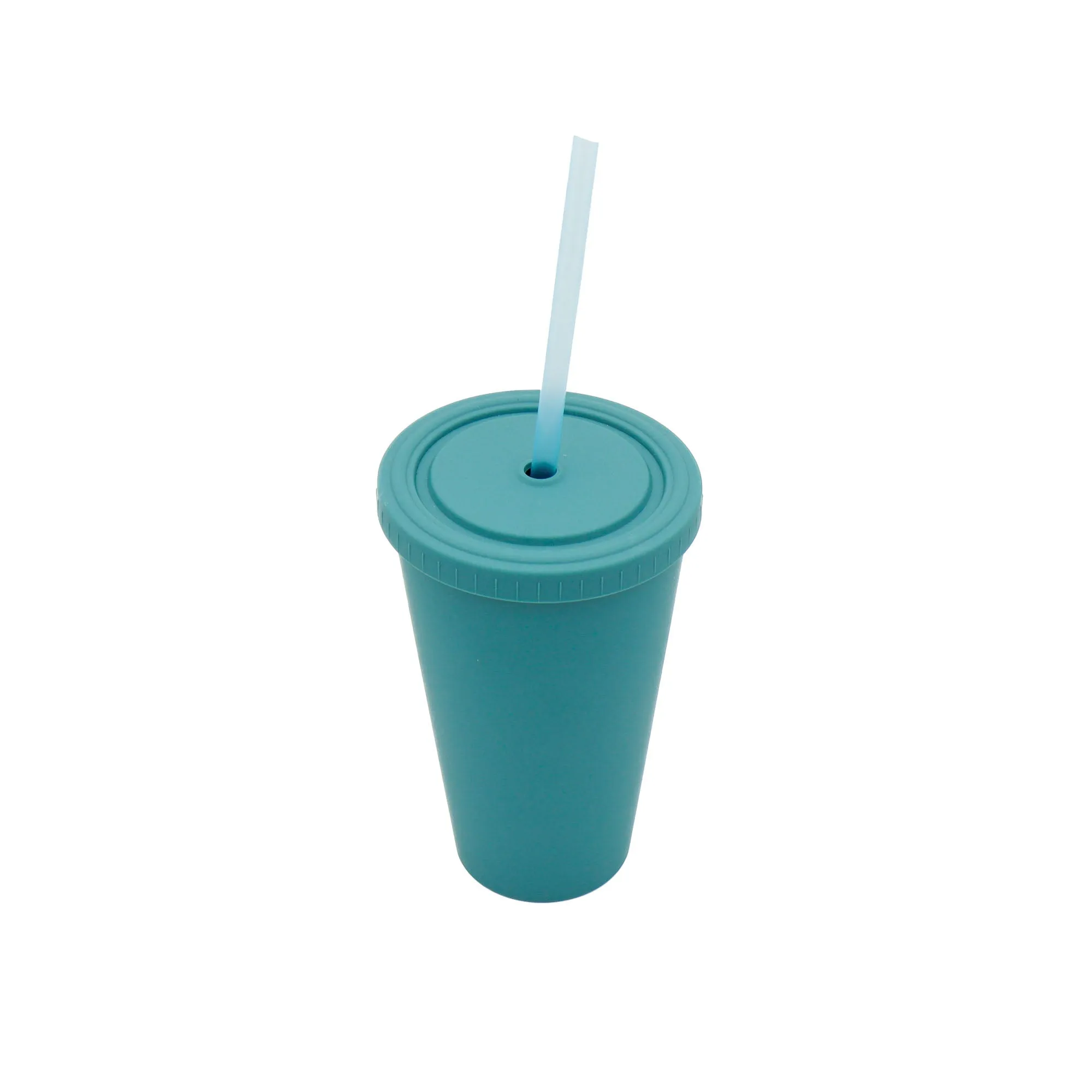 Acrylic Drinking Tumbler 450ml Pastel Colored Matte Finish Cup & Straw