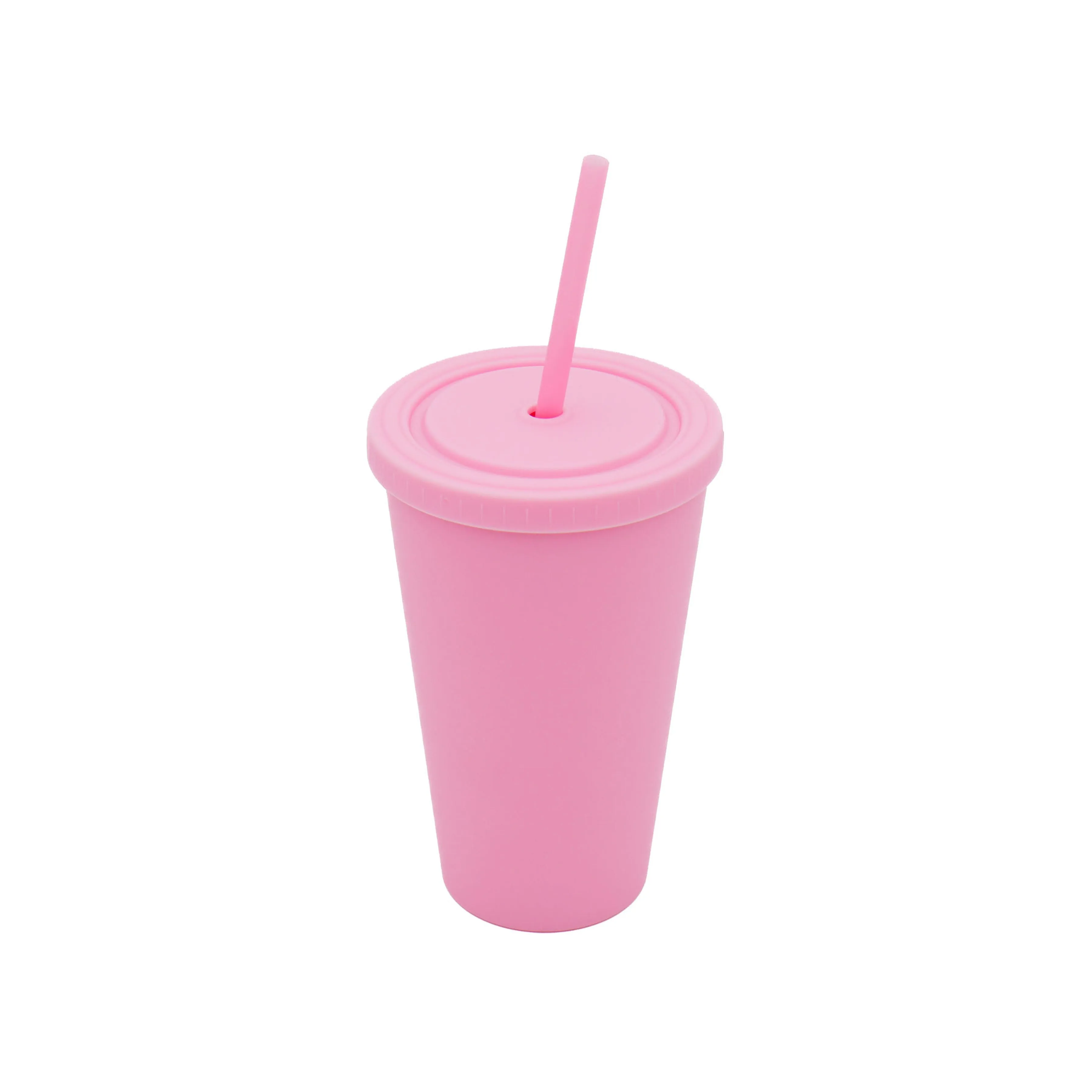 Acrylic Drinking Tumbler 450ml Pastel Colored Matte Finish Cup & Straw