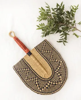 AFRYEA Straw Hand Fan With Leather Handle