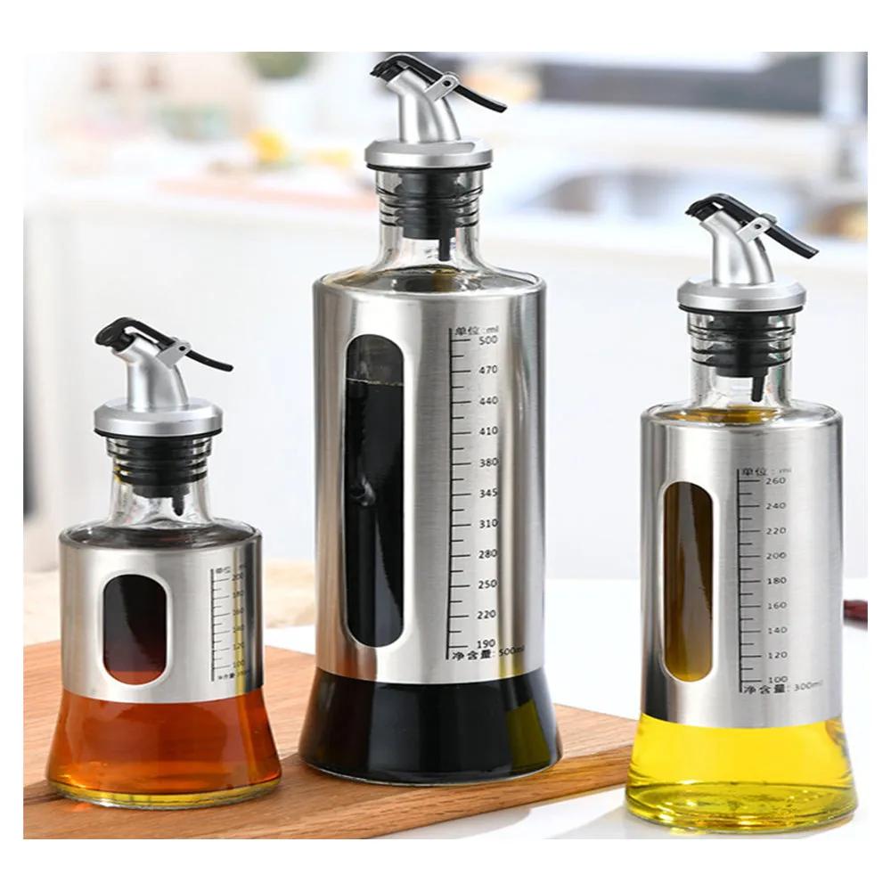 Air-tight Glass Oil Dispenser Bottle Seasoning for Dining Table or Kitchen [ With Drip Stopper ] - 200ml