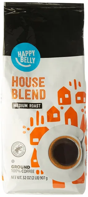 Amazon Brand - Happy Belly Hazelnut Flavored Ground Coffee, Medium Roast, 12 Ounce