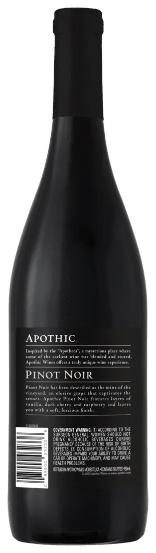 Apothic Pinot Noir Red Wine, California, 750ml Glass Bottle