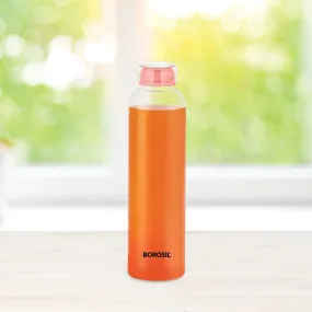 Borosil Crysto Slim Glass Bottle - Pink Lid