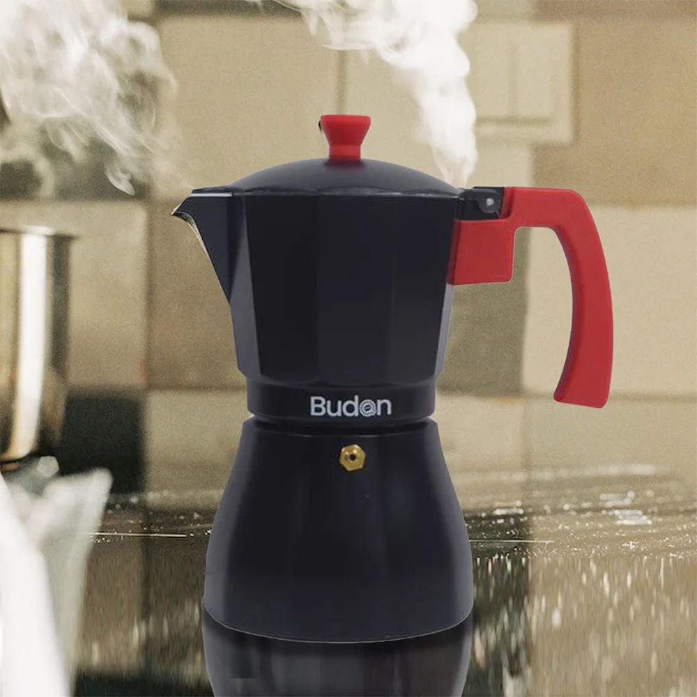 Budan Classic Stovetop Moka Pot Coffee Maker, Italian Style Percolator Coffee Maker, Durable and Premium Grade Aluminium Build, 240 ML