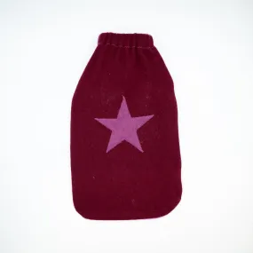 Burgundy and Heather Pink Cashmere Large Hot Water Bottle