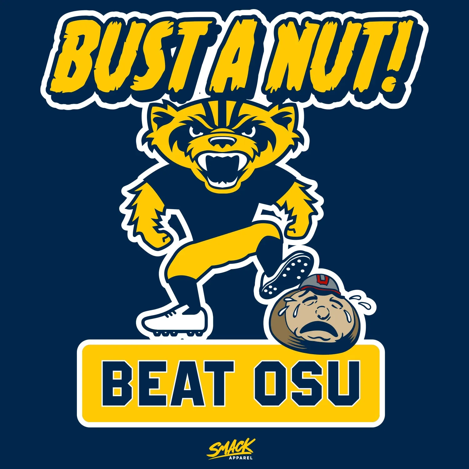 Bust a Nut! Beat Ohio State (Blue/Maize) T-Shirt for Michigan College Fans (SM-5XL)