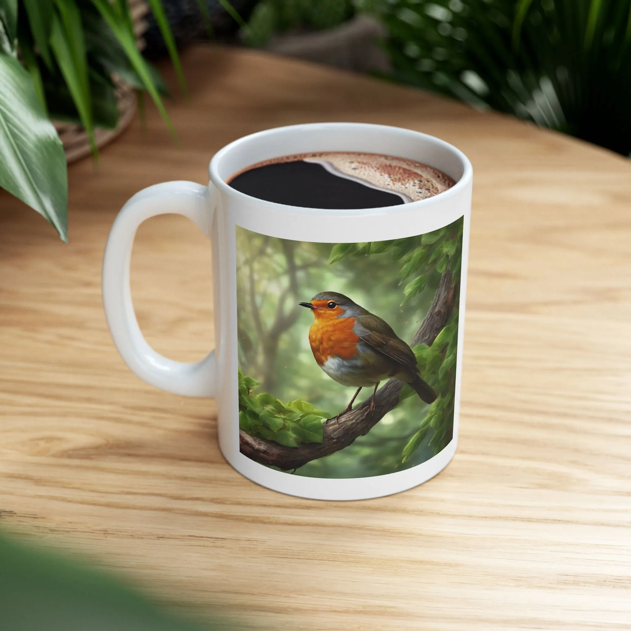 Ceramic Mug, (11oz, 15oz) Robin Mug