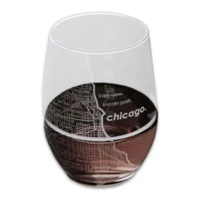 Chicago Map Stemless Wine Glass