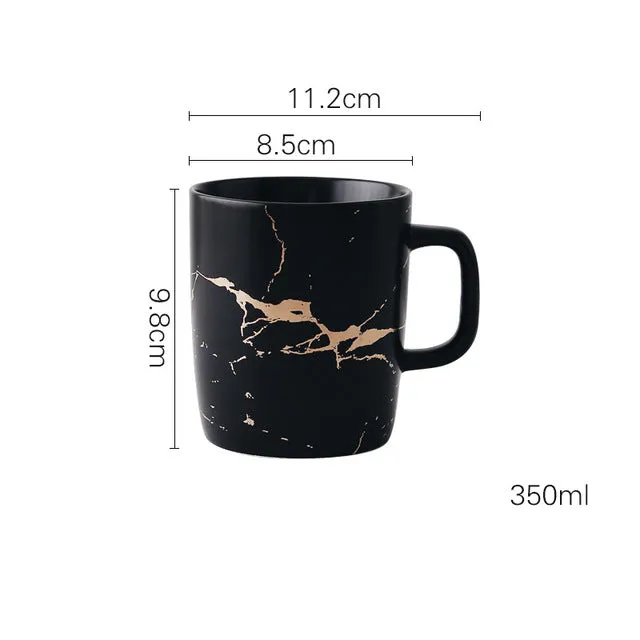 Coffee Mug Collection with Marble Gold Inlay