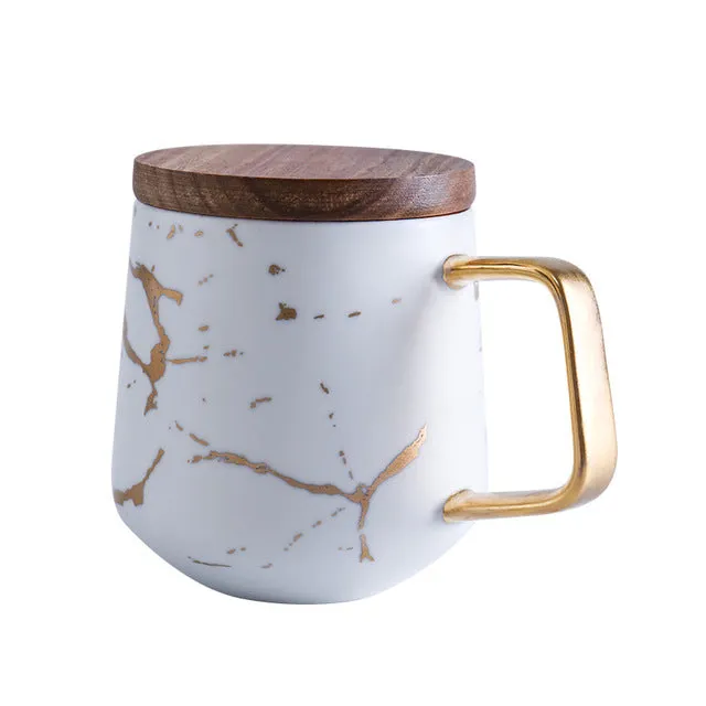 Coffee Mug Collection with Marble Gold Inlay