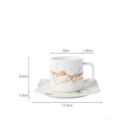 Coffee Mug Collection with Marble Gold Inlay