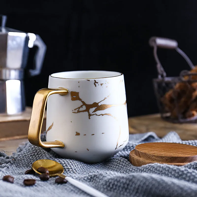 Coffee Mug Collection with Marble Gold Inlay