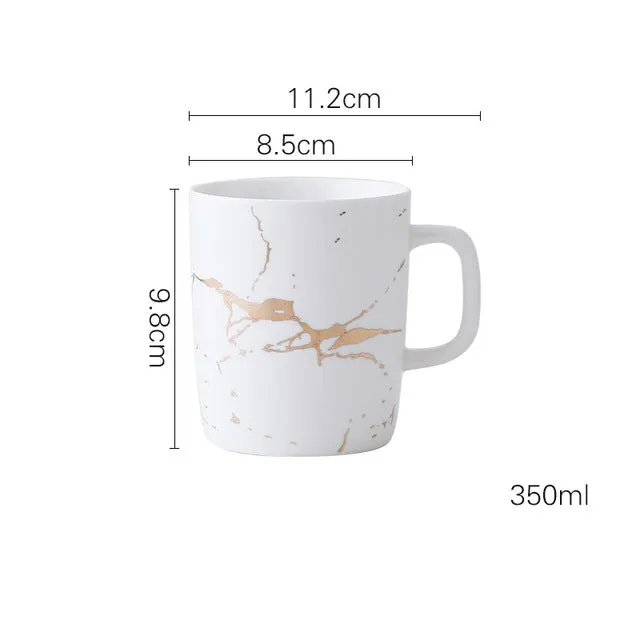 Coffee Mug Collection with Marble Gold Inlay