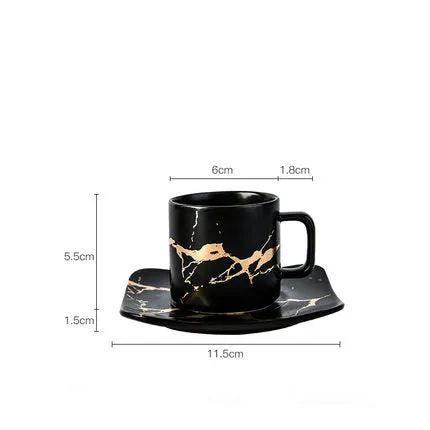 Coffee Mug Collection with Marble Gold Inlay