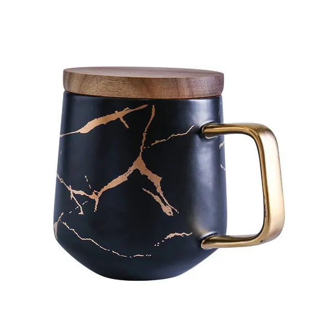 Coffee Mug Collection with Marble Gold Inlay