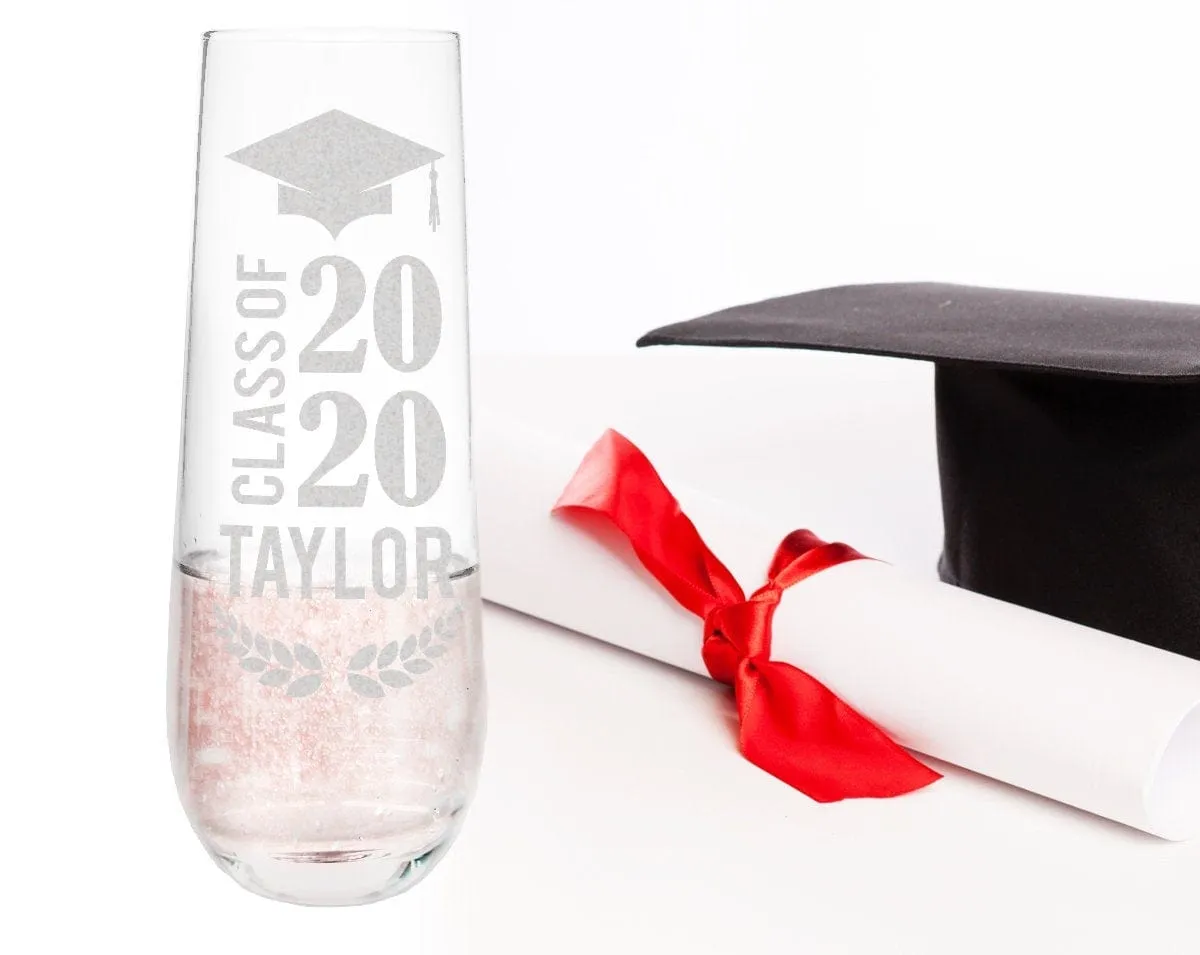 Custom Stemless or Beer Mug Celebratory Son Daughter Mimosa Graduation College Toasting Glass for Family Friends Grad Gift 2020 Party Favors