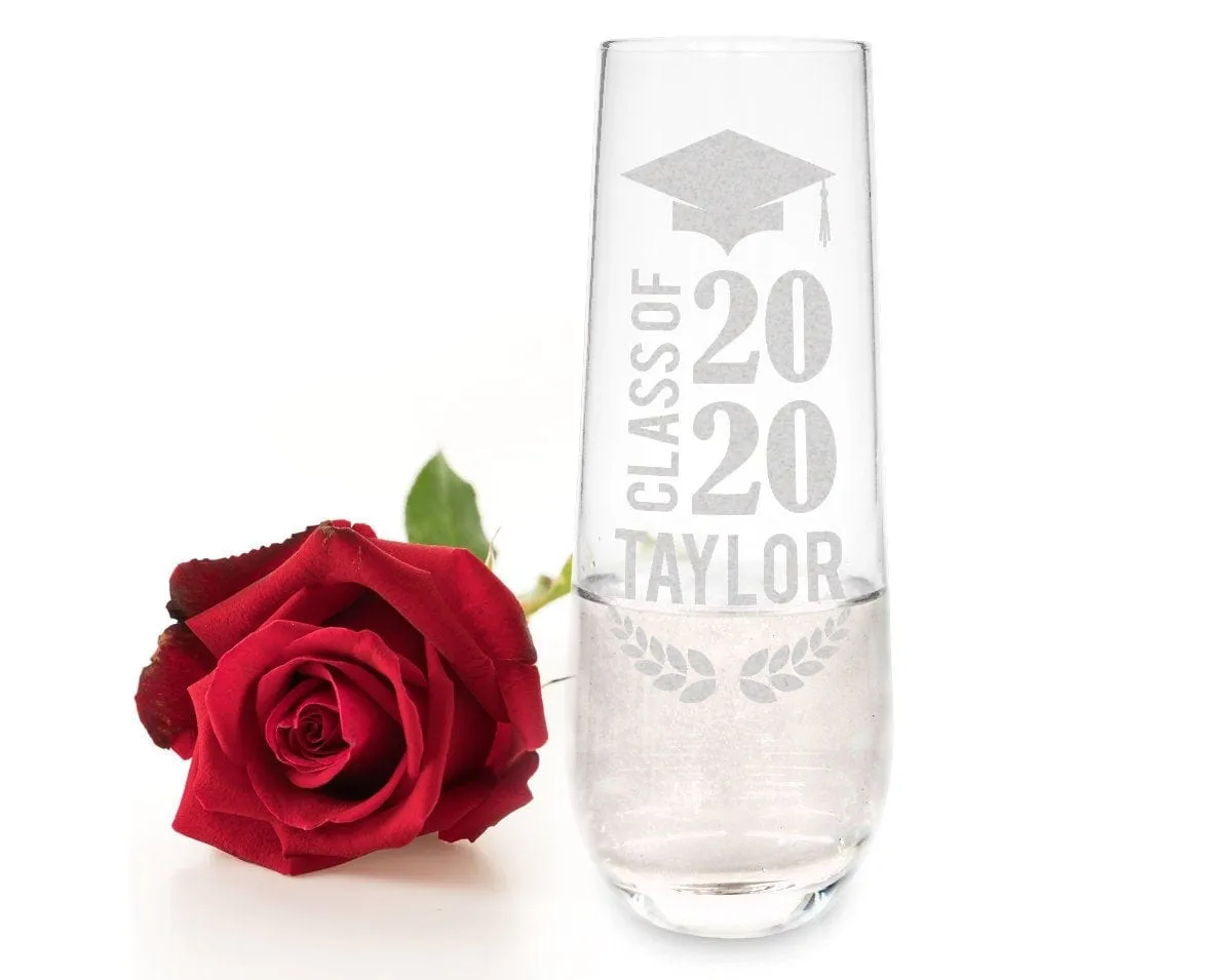 Custom Stemless or Beer Mug Celebratory Son Daughter Mimosa Graduation College Toasting Glass for Family Friends Grad Gift 2020 Party Favors