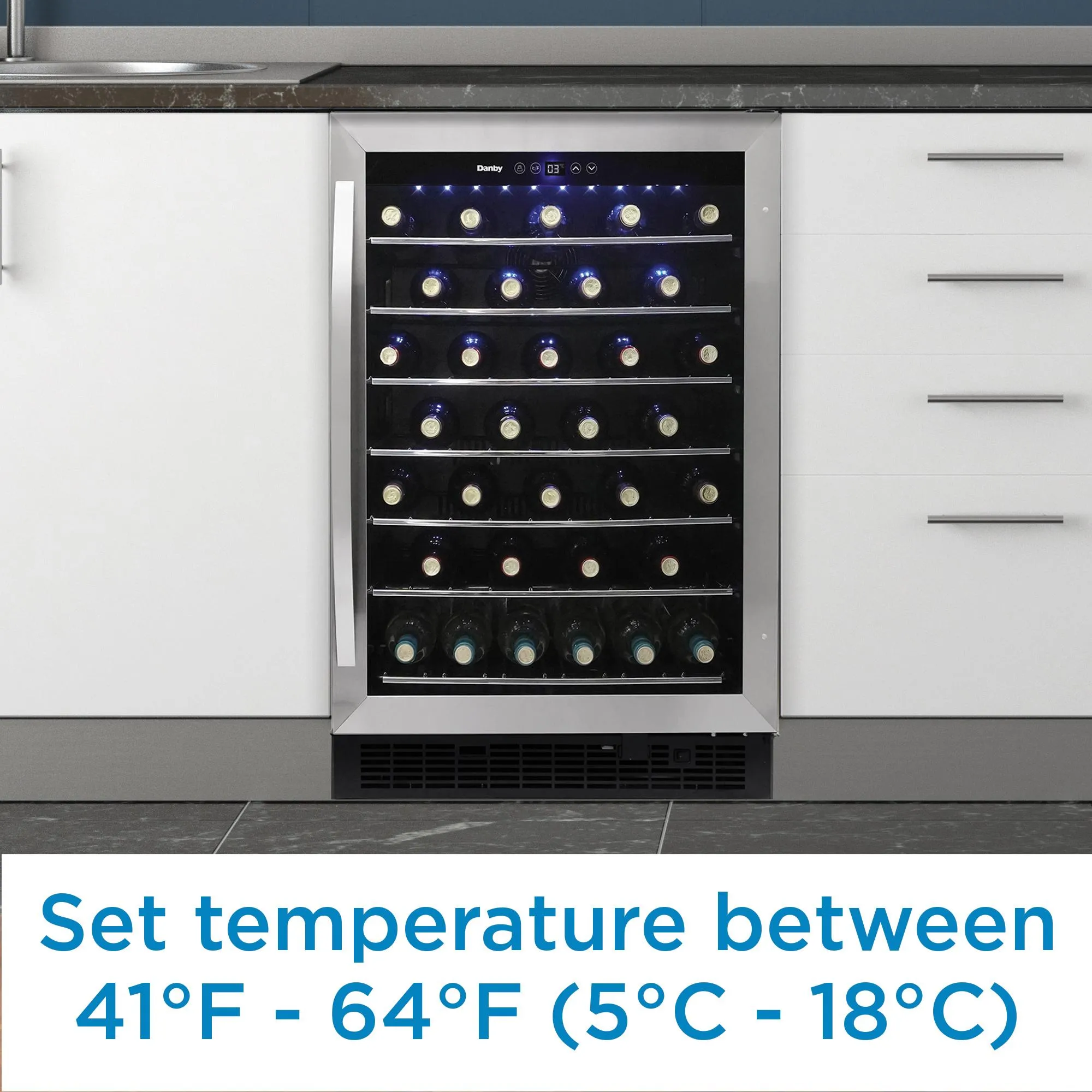 Danby 60 Bottle Built-in Wine Cooler in Stainless Steel