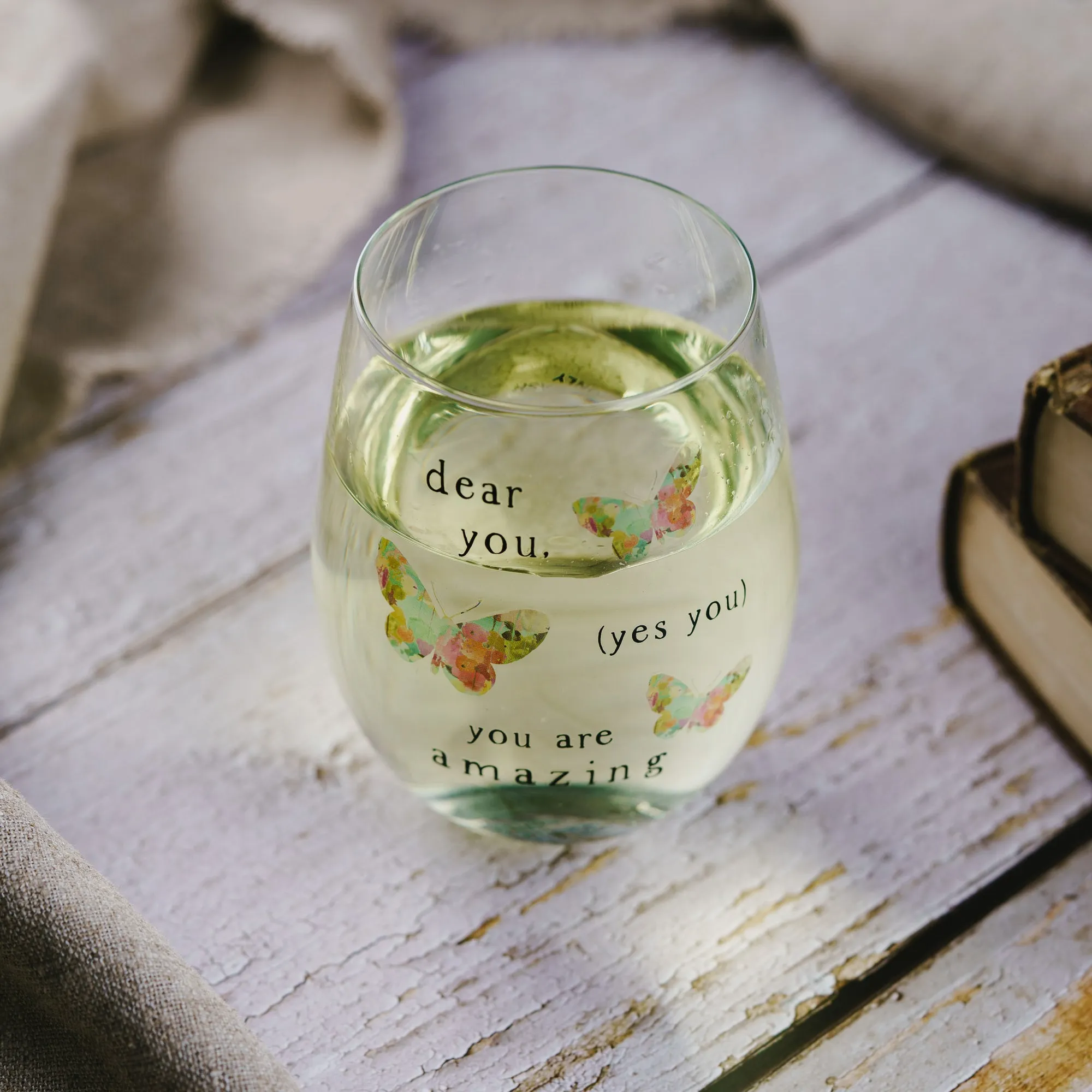 Dear You 18 oz Stemless Wine Glass