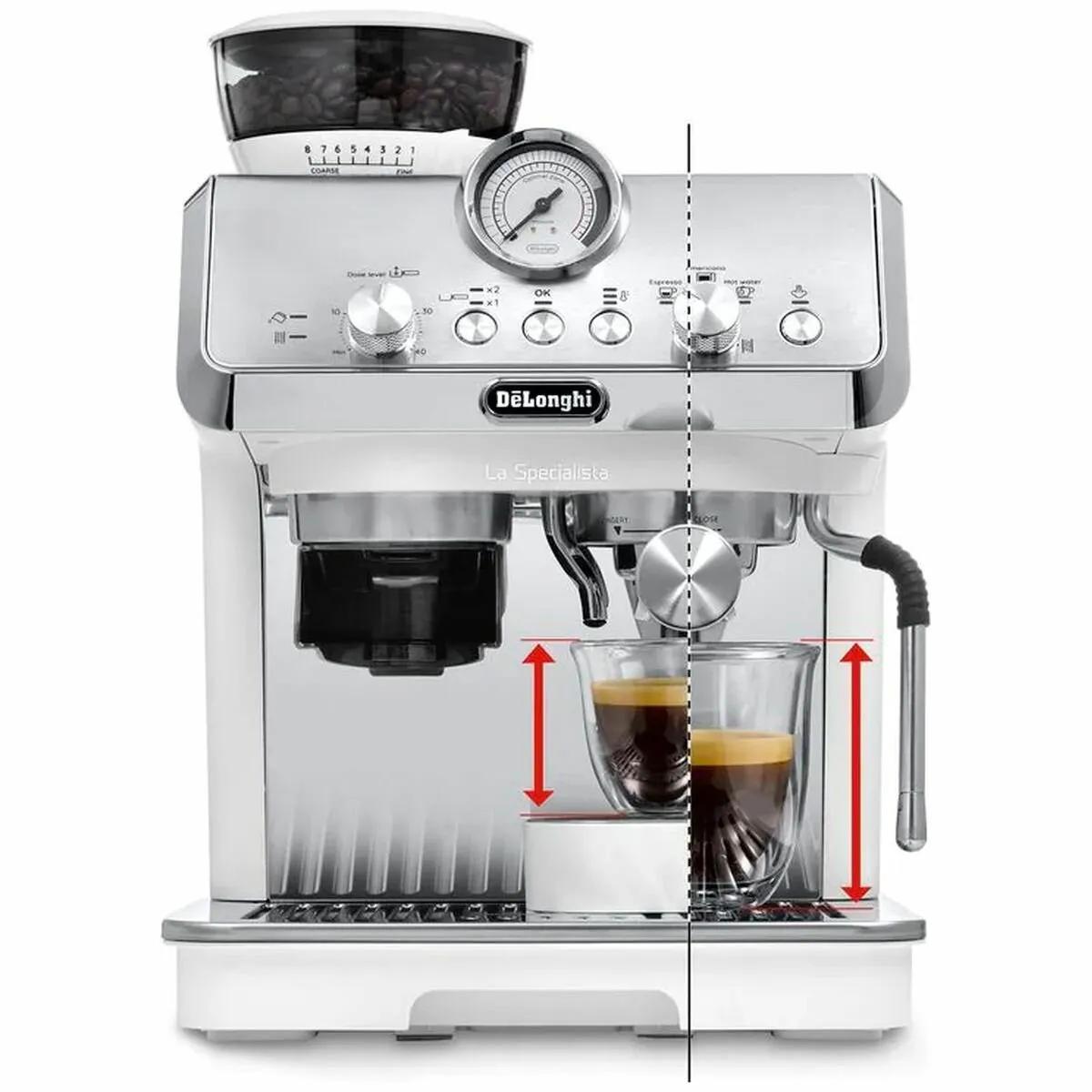 Delonghi La Specialista Arte Manual Pump Coffee Machine White EC9155W