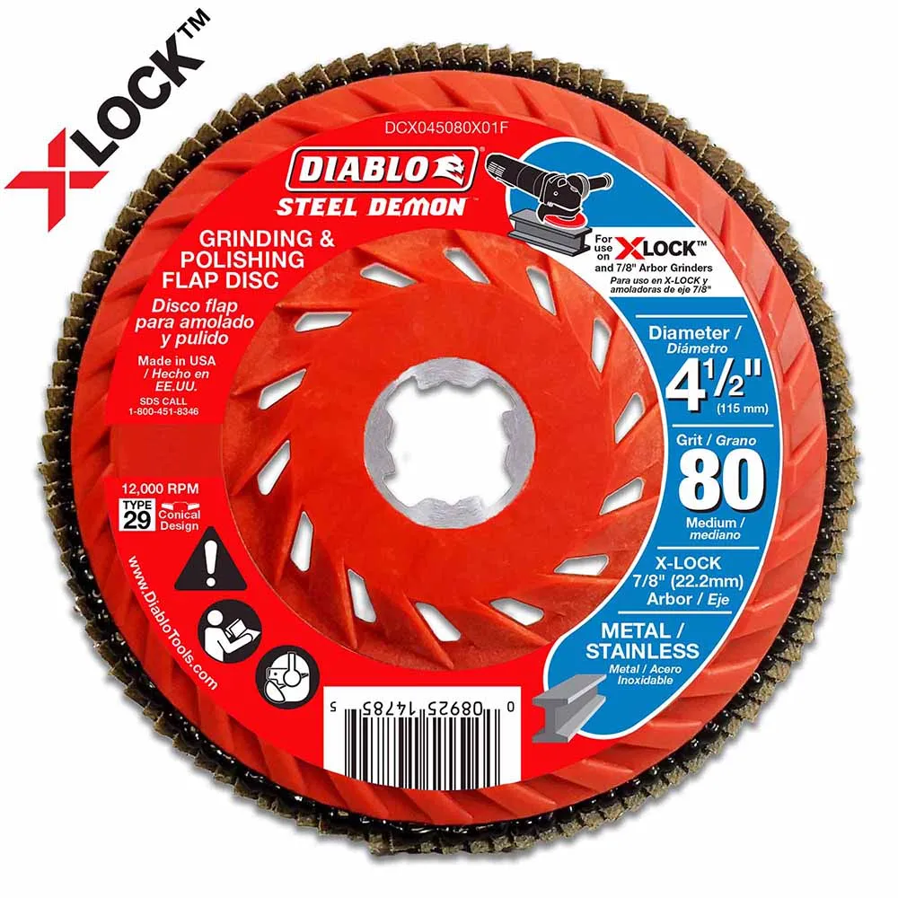 Diablo DCX045080X01F 4-1/2" 80-Grit Flap Disc for X-Lock and All Grinders