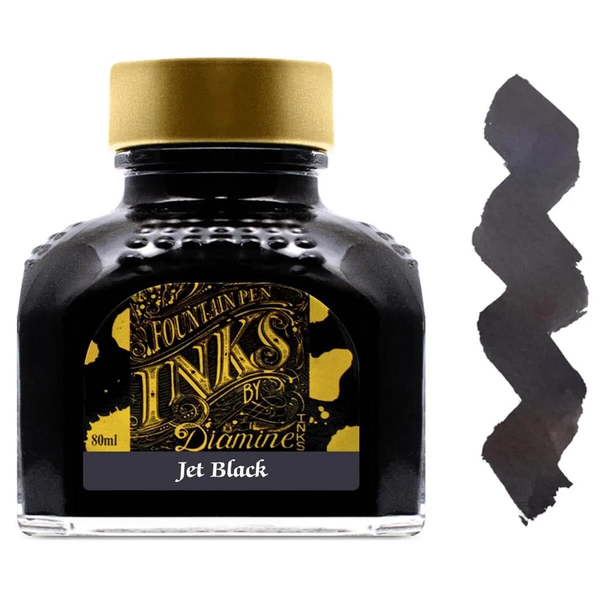 Diamine Fountain Pen Ink Bottle - 80 ml Jet Black  | 7000