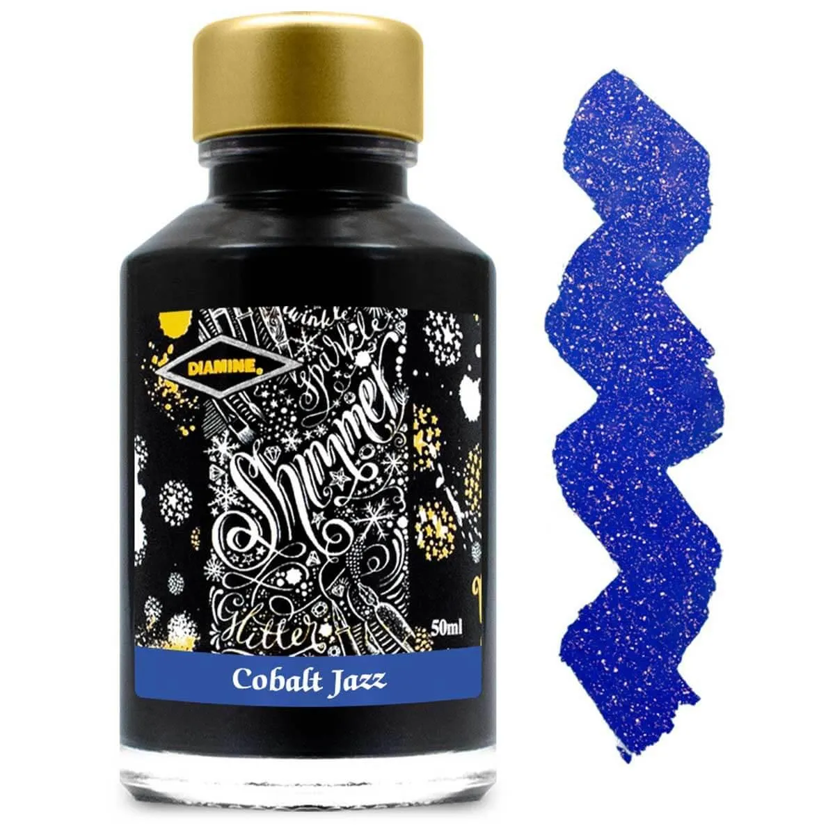 Diamine Fountain Pen Ink Bottle - Shimmer, Cobalt Jazz, 50 ml | 9025