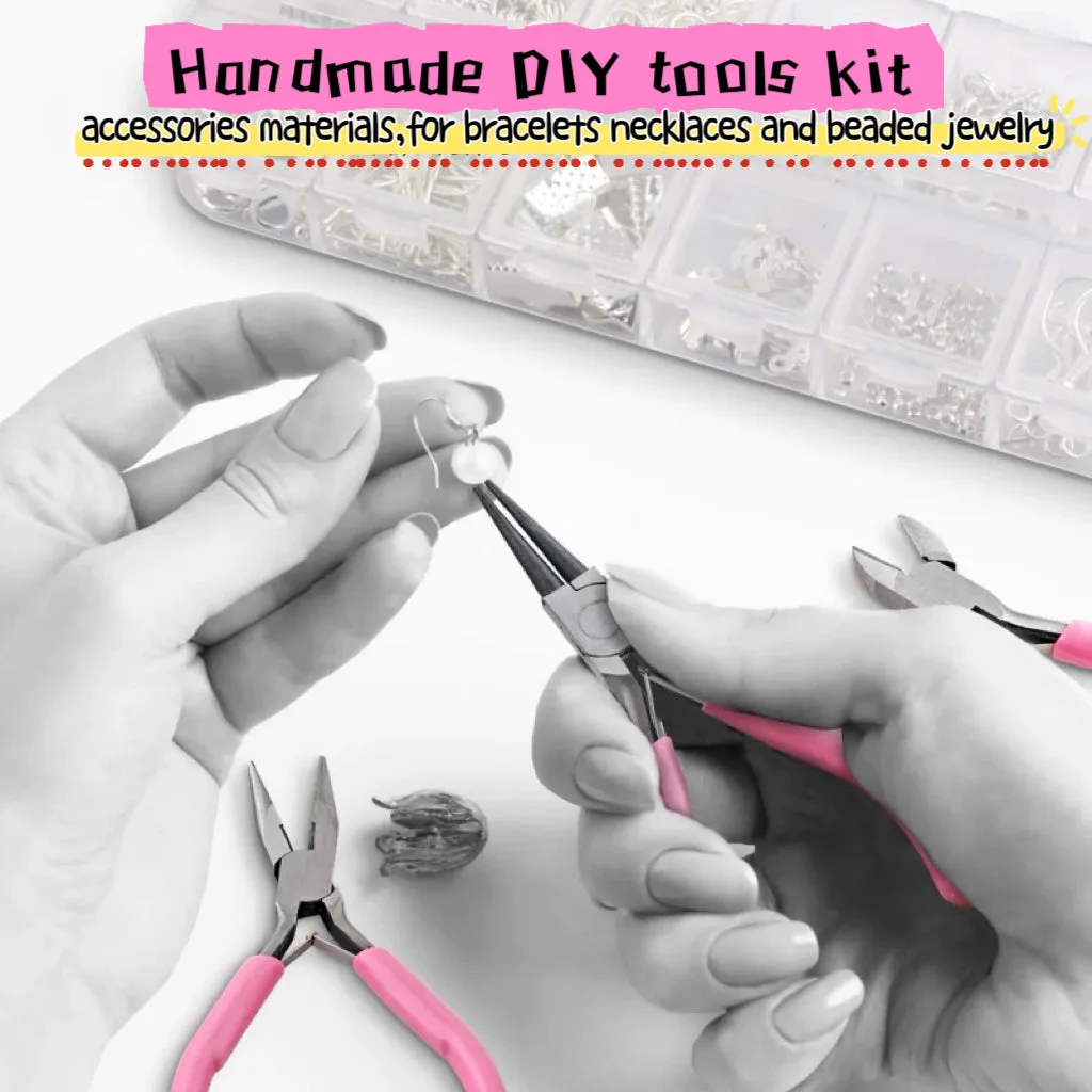 DIY bracelet Pink DIY tools Handmade necklace ring bracelet bag charm jewelry tools kit for women