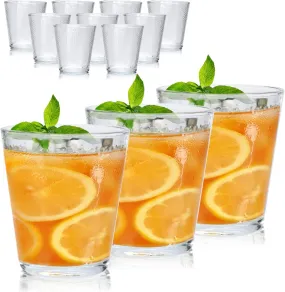 EK CHIC HOME 10oz Drinking Glass Cup, Transparent Wave Dot (12 pcs)