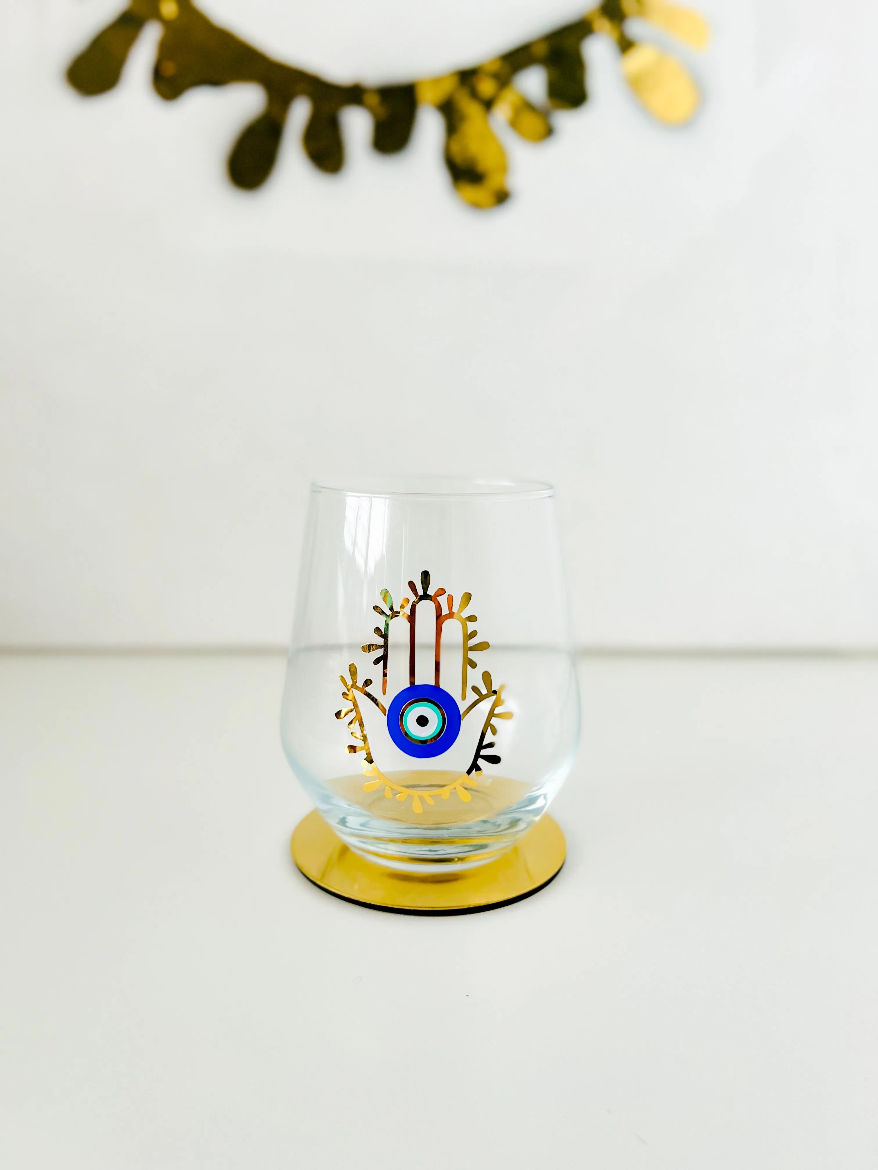 Evil Eye Hamsa Hand Wine Glass