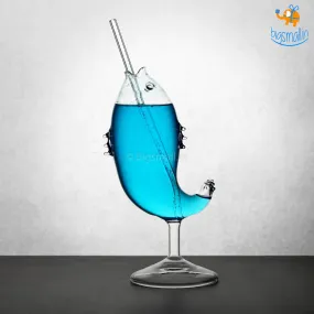 Fish Cocktail Glass with Straw