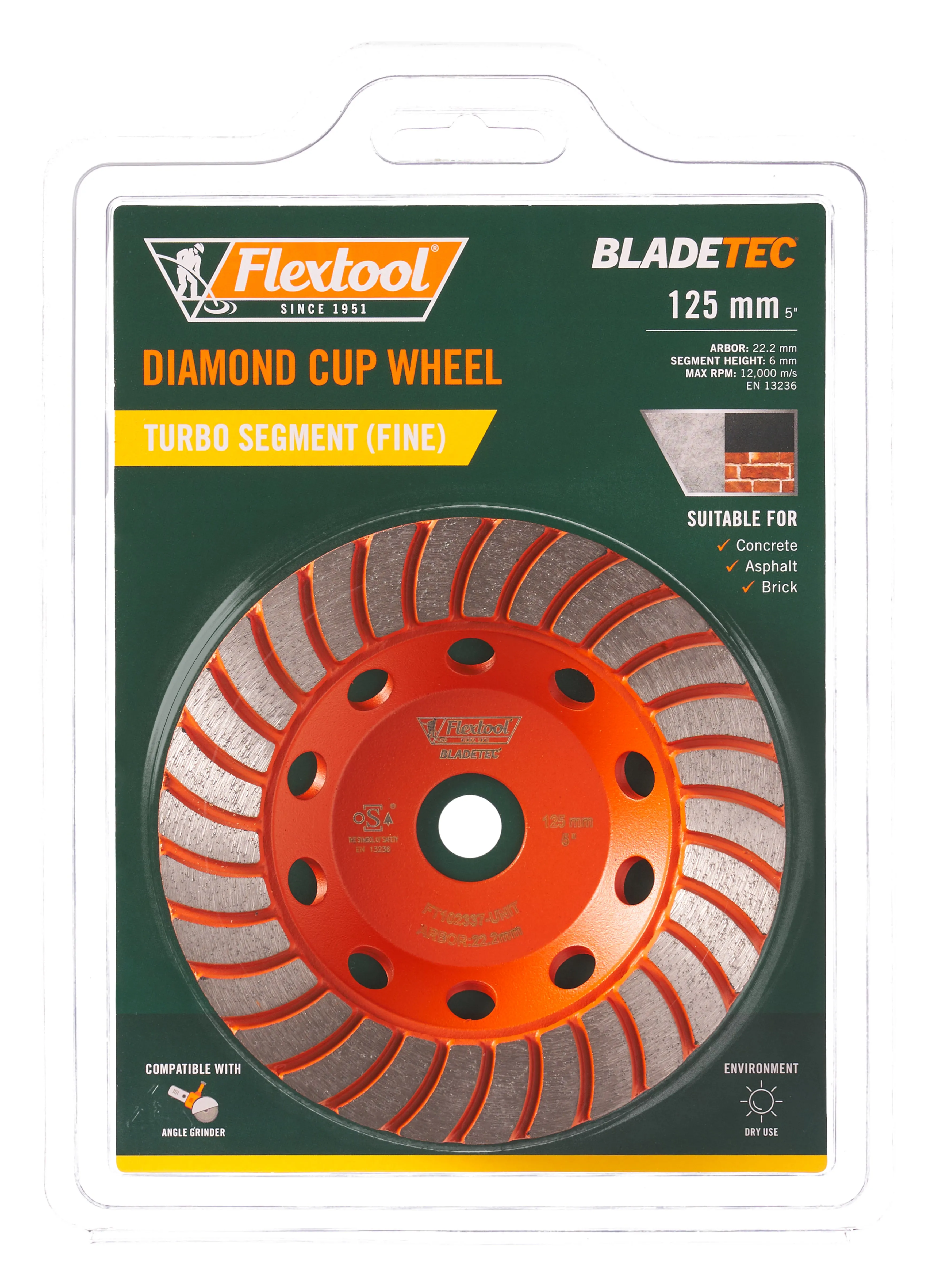 Flextool BladeTec Diamond Cup Wheel - Turbo (Fine 125 mm 5")