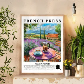 France - French Press Coffee | Coffee Around The World Series | French Print - European Prints - French Coffee Print - French Cafe Print