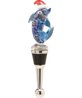 Glass Bottle Stopper Christmas Dolphin