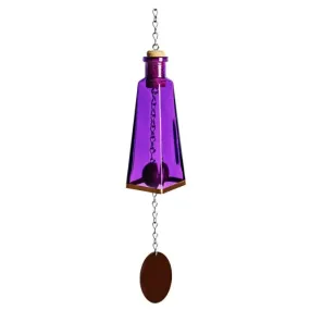 Glass Pyramid Bottle Windchime, Purple